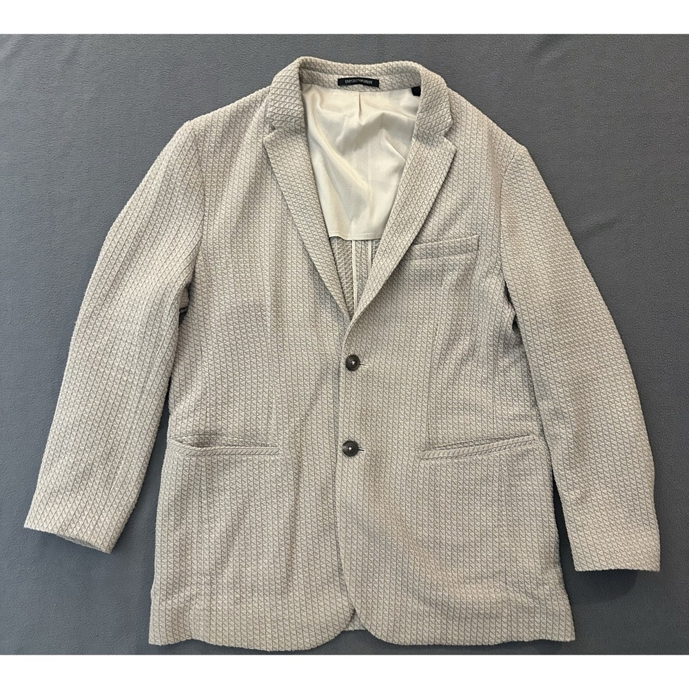 Emporio Armani Blazer Mens Size Large 52 Textured Knit Jacket Made in Italy